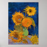 Sunflowers by Van Gogh ポスター<br><div class="desc">The initial versions,  August 1888.The second version of Sunflowers: Royal-blue background by Vincent van Gogh.</div>