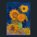 Sunflowers by Van Gogh ポスター<br><div class="desc">The initial versions, August 1888.The second version of Sunflowers: Royal-blue background by Vincent van Gogh.</div>