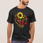 Sunflowers Cardinal Birds Cute Heart Shape Funny B Tシャツ (正面)