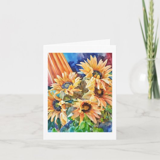 SUNFLOWERS Computer Watercolor Painting  カード (正面)