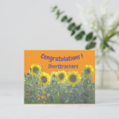 Sunflowers Congratulations Cust. Text Postcard ポストカード (スタンド正面)