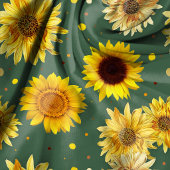 Sunflowers Dots Green Repeating Pattern Fabric ファブリック