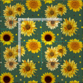 Sunflowers Dots Green Repeating Pattern Fabric ファブリック (タイル)