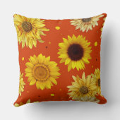 Sunflowers Dots Orange  クッション (裏面)