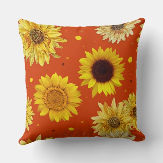 Sunflowers Dots Orange クッション (裏面)