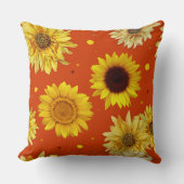 Sunflowers Dots Orange  クッション (正面)