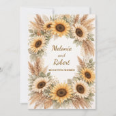 Sunflowers Earthy Boho Wedding Invitation 招待状 (正面)
