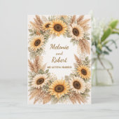 Sunflowers Earthy Boho Wedding Invitation 招待状 (スタンド正面)