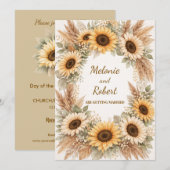 Sunflowers Earthy Boho Wedding Invitation 招待状 (正面/裏面)