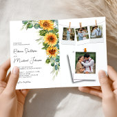 Sunflowers Eucalyptus All in One QR Code Wedding 招待状