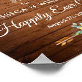 Sunflowers Eucalyptus Rustic Wedding Welcome Sign ポスター (角)