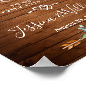 Sunflowers Eucalyptus Rustic Wedding Welcome Sign ポスター (角)