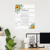 Sunflowers eucalyptus wedding program wood details ポスター (ホームオフィス)