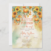 Sunflowers Fall A Little Pumpkin Baby Shower 招待状 (正面)
