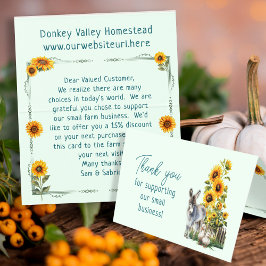 Sunflowers Farmers Market Folded Customer Thanks 名刺