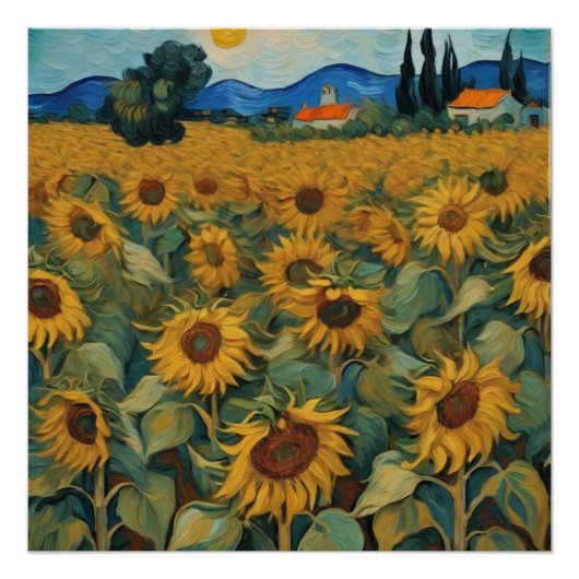 sunflowers field van gogh style ポスター (正面)