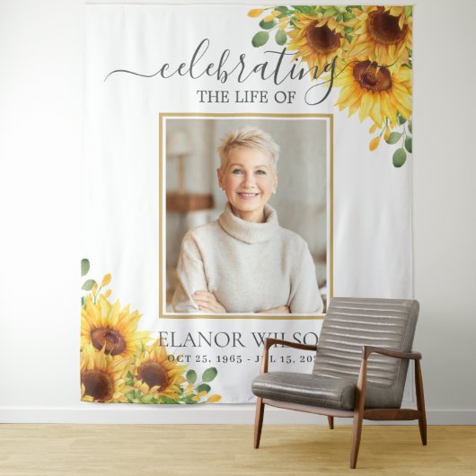 Sunflowers Floral Celebration of Life Photo タペストリー (インサイチュ)