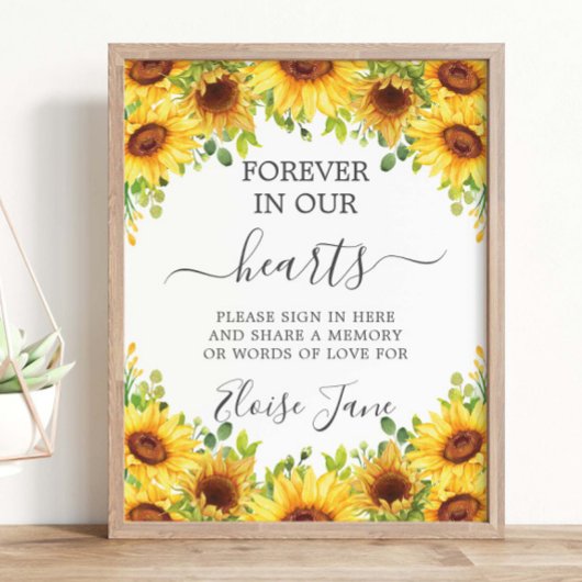 Sunflowers Floral Memorial Funeral Memory Table ポスター