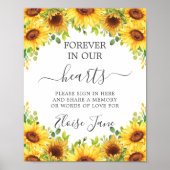 Sunflowers Floral Memorial Funeral Memory Table ポスター (正面)