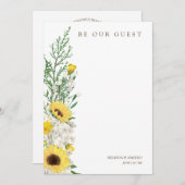 Sunflowers Garland Bouquet Be our Guest Quote  招待状 (正面/裏面)