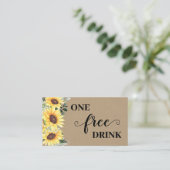 Sunflowers Greenery Free Drink Wedding Ticket Card 割引カード (スタンド正面)