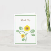 Sunflowers Greenery Wedding Folded Thank You Card サンキューカード (正面)