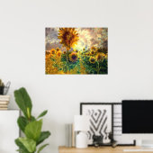 Sunflowers in a Field – ポスター (ホームオフィス)