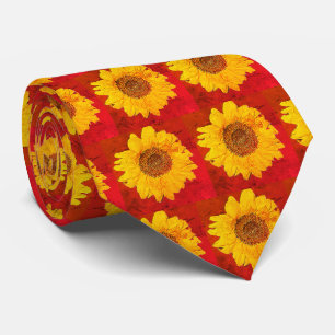 sunflowers in grunge red ネクタイ