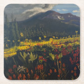 Sunflowers in the Mountains, by Gary Poling スクエアペーパーコースター (正面)