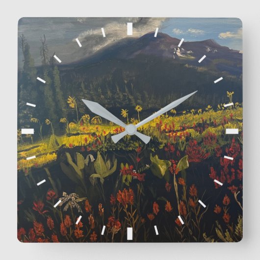 Sunflowers in the Mountains, by Gary Poling スクエア壁時計 (正面)