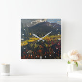 Sunflowers in the Mountains, by Gary Poling スクエア壁時計 (ホーム)
