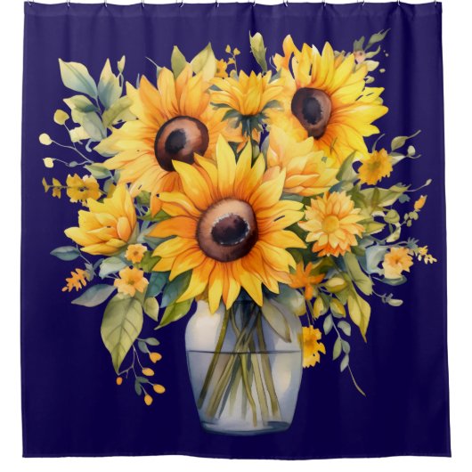 Sunflowers in Vase Shower Curtain シャワーカーテン (正面)