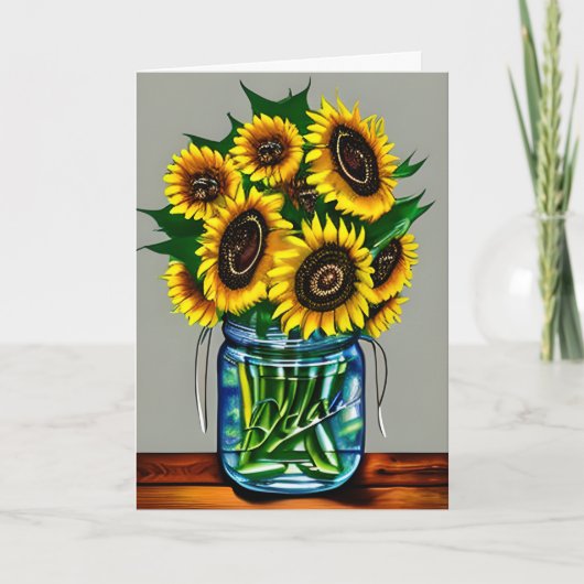Sunflowers in Vases Art 最高の Friend's誕生日 カード (正面)