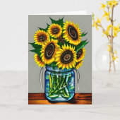 Sunflowers in Vases Art 最高の Friend's誕生日 カード (黄色い花)