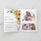 Sunflowers Lavender All in One QR Code Wedding 招待状 (内部)