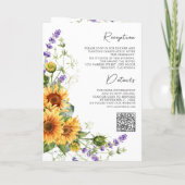 Sunflowers Lavender All in One QR Code Wedding 招待状 (裏面)