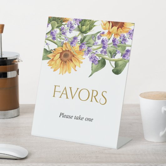 Sunflowers & Lavender Favor Table Top Sign 台座サイン (インサイチュ)