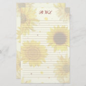 Sunflowers Lined Monogram Writing Paper 便箋 (正面/裏面)