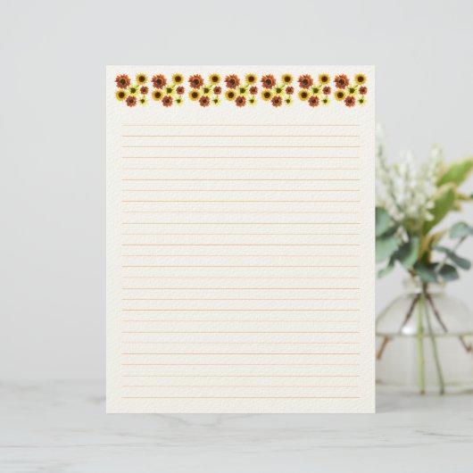 Sunflowers Lined Stationery Paper レターヘッド (スタンド正面)