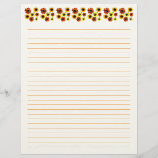 Sunflowers Lined Stationery Paper レターヘッド