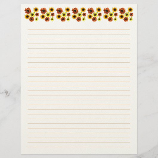 Sunflowers Lined Stationery Paper レターヘッド (正面)
