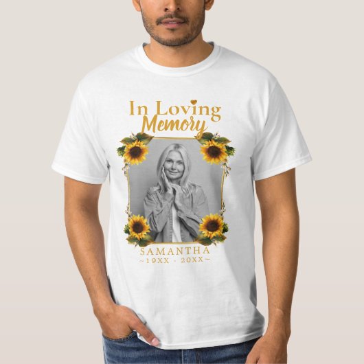 Sunflowers Memorial Photo Loss of Mother T-Shirt Tシャツ (正面)
