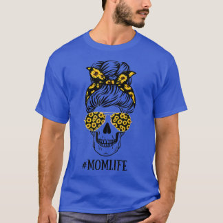 Sunflowers Mom Life Mom Skull Bun Hair Sunglasses Tシャツ