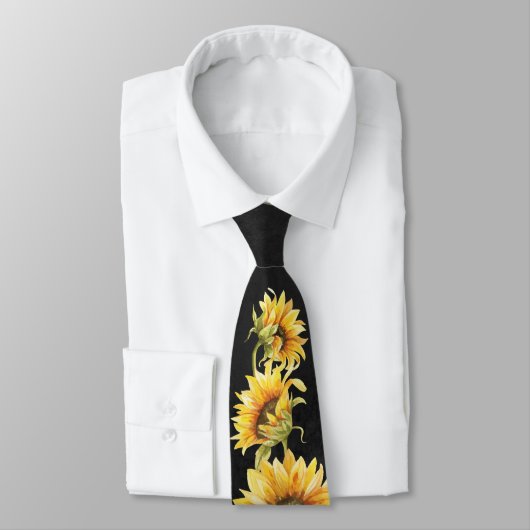 Sunflowers on Black Design ネクタイ (タイ)