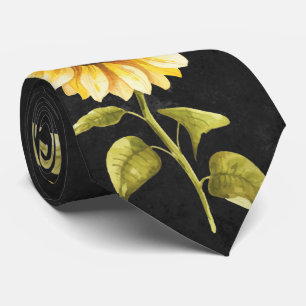 Sunflowers on Black Design ネクタイ