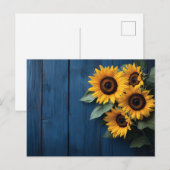 Sunflowers on Navy Blue Wood ポストカード (正面/裏面)