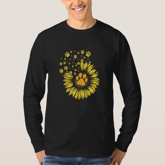 Sunflowers Pet Paw Prints Dog Cat Tシャツ (正面)