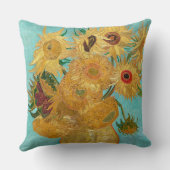 Sunflowers, Post Impressionist Still Life Painting クッション (裏面)