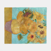Sunflowers, Post Impressionist Still Life Painting フリースブランケット (正面(横))