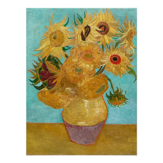 Sunflowers, Post Impressionist Still Life Painting ポスター (正面)